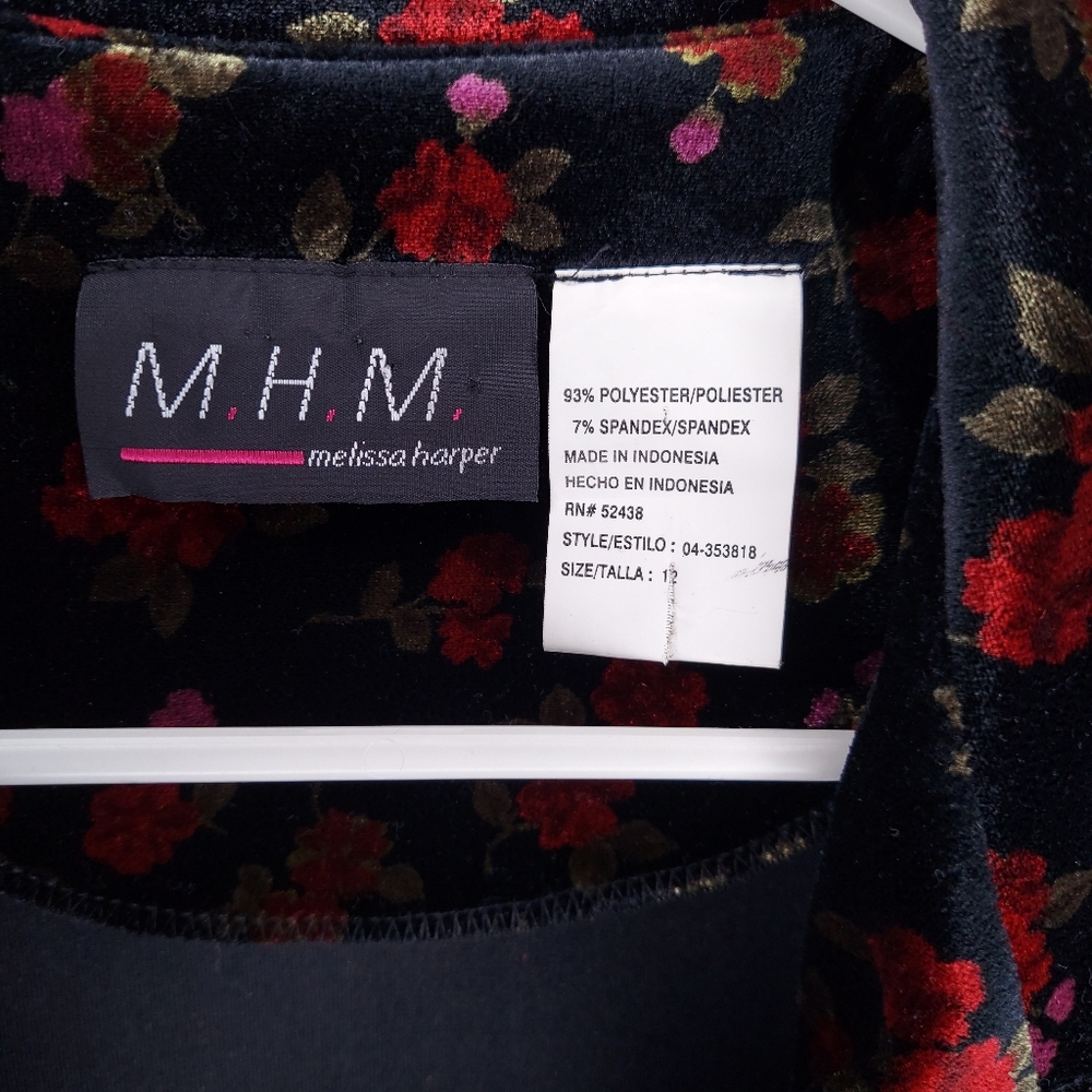 Vtg 90s Melissa Harper Velvet Dark Floral Blazer Women 12 Whimsigoth Cottagecore - Picture 11 of 14